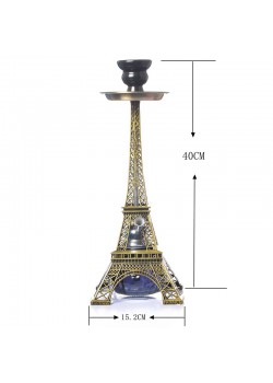 Eiffel Tower Hookah Shisha Kohle Tabac Chicha Double Pipe 40cm With Ceramic Bowl Cola Clamp Hose and Connector Accessories
