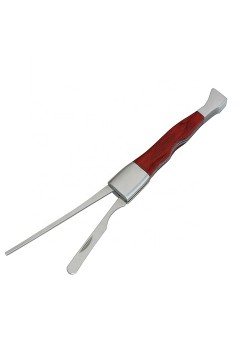 Wood Grip 3-in-1 Smoking Pipe Cleaner Hookah Cleaning Tool Stainless Steel Scraper Metal