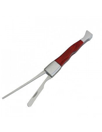 Wood Grip 3-in-1 Smoking Pipe Cleaner Hookah Cleaning Tool Stainless Steel Scraper Metal